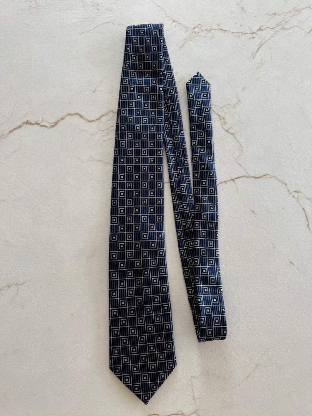 Classic Navy Geometric Men's Tie - Blue Pattern Donald Trump